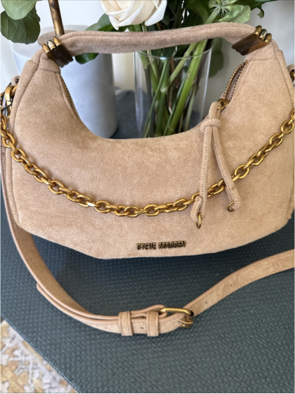 Steve Madden BPauley Suede Crescent Crossbody Handbag Hobo NWT Adj Strap
